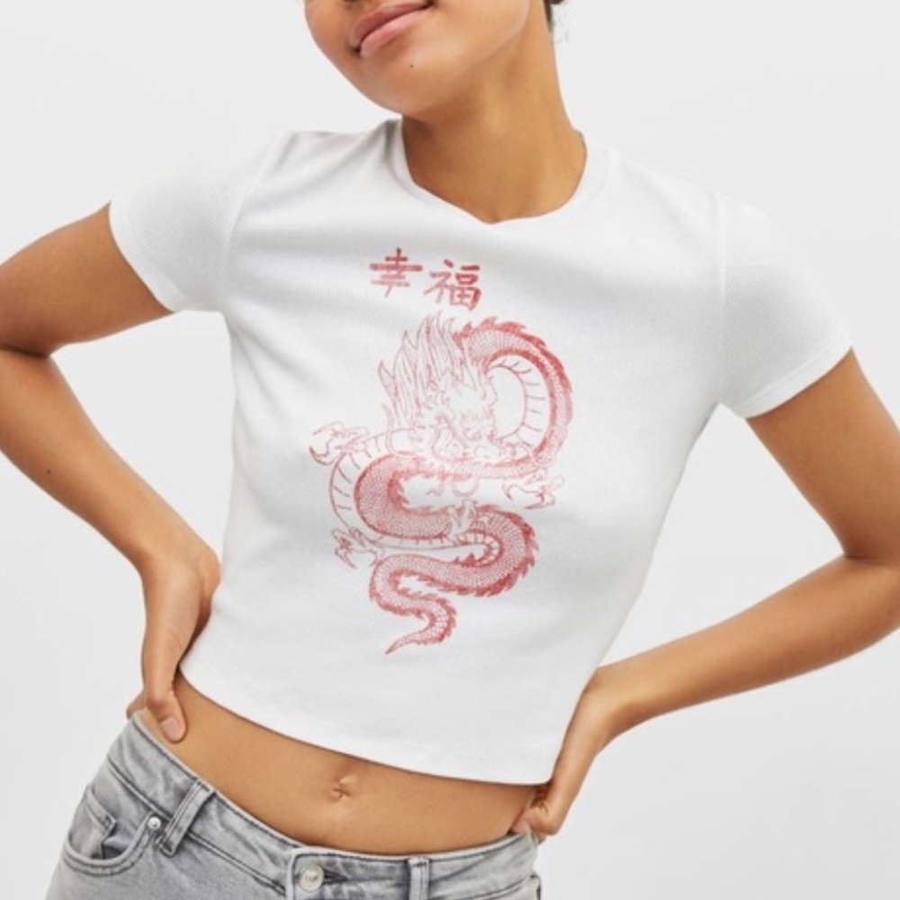 Bershka Ribbed Crop Top